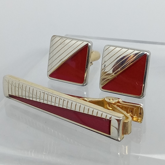 Anson Accessories Vintage Mens Anson Cufflink Tie Bar Clip Set